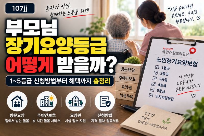 부모님 장기요양등급 어떻게 받을까? 1~5등급 신청방법부터 방문요양·주야간보호·요양원까....