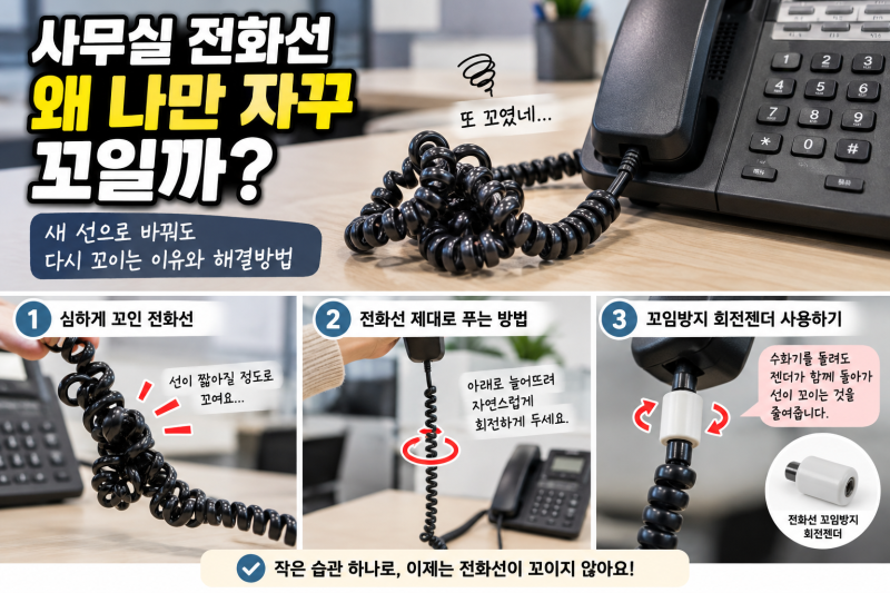 사무실 전화선 왜 나만 자꾸 꼬일까? 새 선으로 바꿔도 다시 꼬이는 이유
