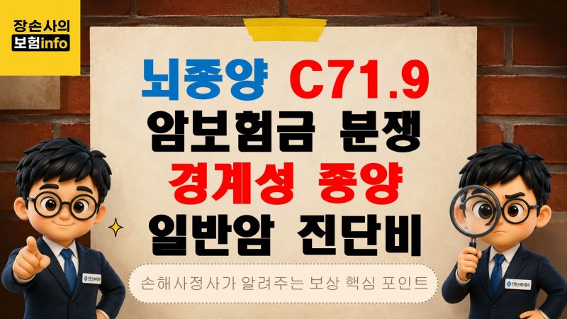뇌종양 C71.9 암보험금 분쟁｜신경교종·경계성종양 일반암 진단비 쟁점[대구손해사정사 / 경....