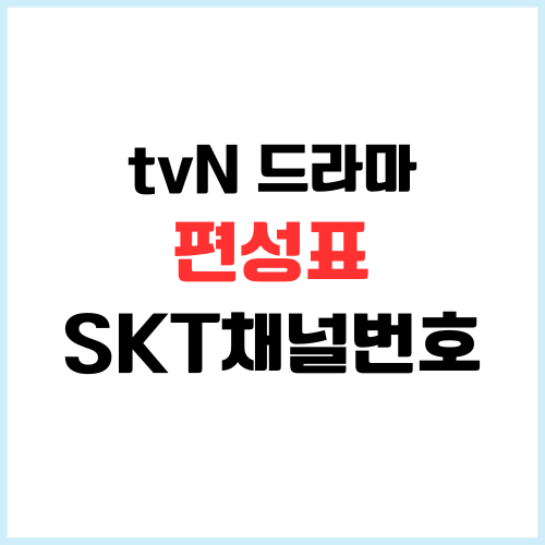 tvn drama 편성표 채널번호 skt 확인 몇번일까?