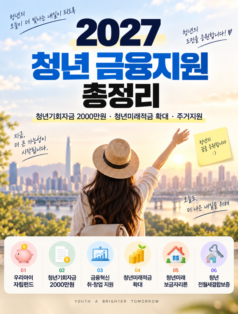 2027 청년 금융지원 총정리｜청년기회자금 2000만원·청년미래적금 확대·주거지원