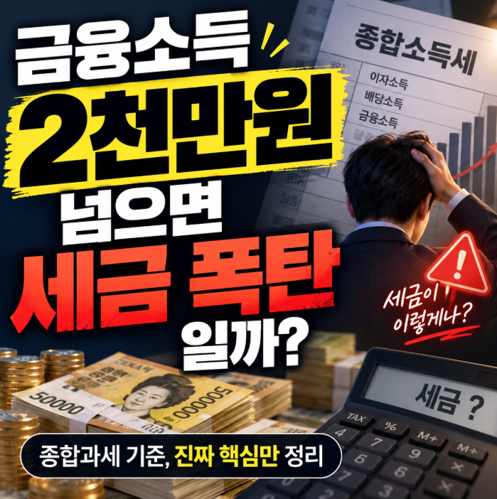 금융소득 2,000만원 넘으면 세금 얼마? 종합과세 계산·2026 고배당 분리과세