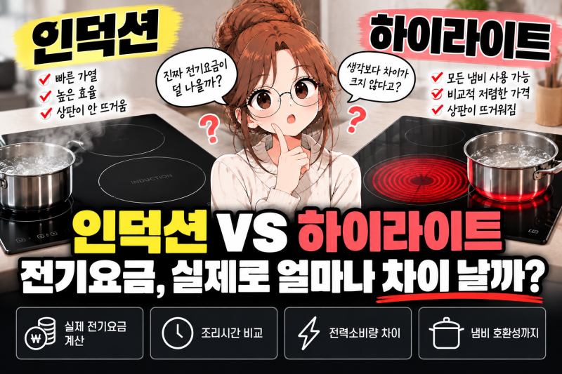 인덕션 vs 하이라이트, 전기요금은 누가 더 많이 나올까?