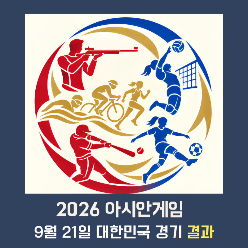 [2026 아시안게임] 9월 21일 대한민국 경기 결과 총정리