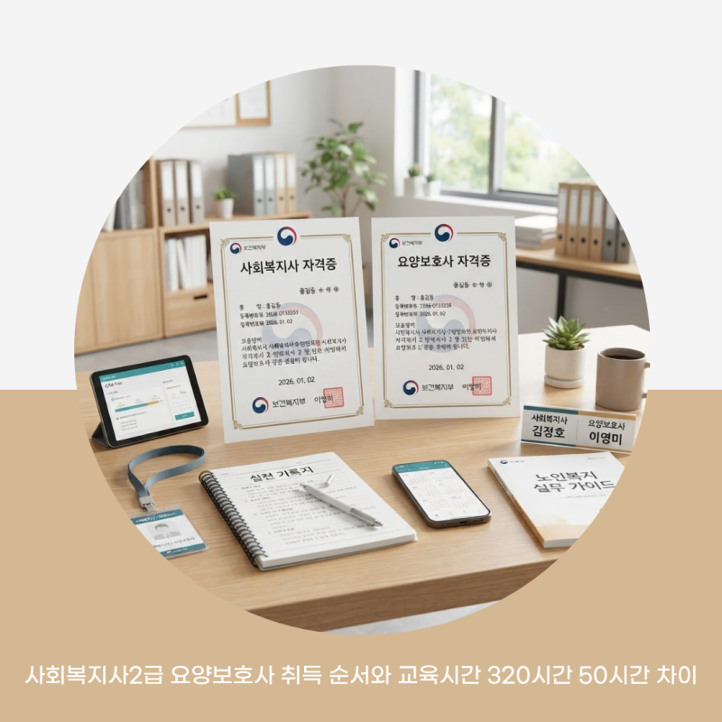 사회복지사2급 요양보호사 취득 순서와 교육시간 320시간 50시간 차이