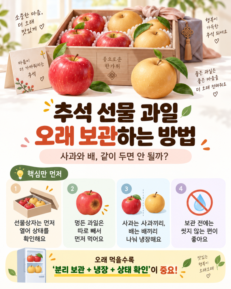 추석 선물 과일 오래 보관하는 방법, 사과와 배를 같이 두면 안 될까?