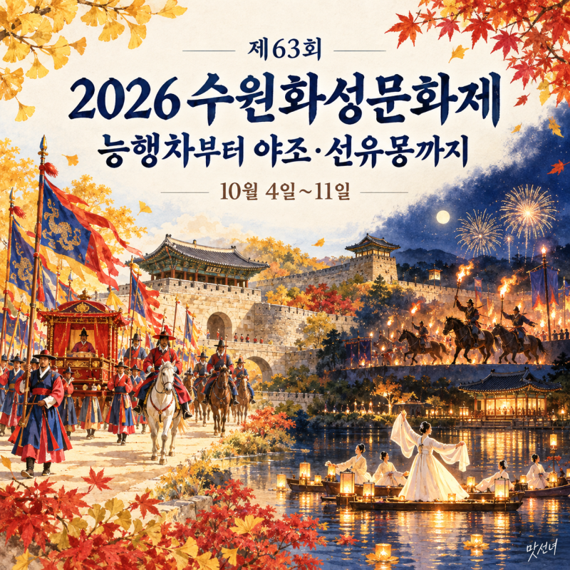 2026 수원화성문화제 총정리, 10월 4일 정조대왕 능행차부터 야조·선유몽까지