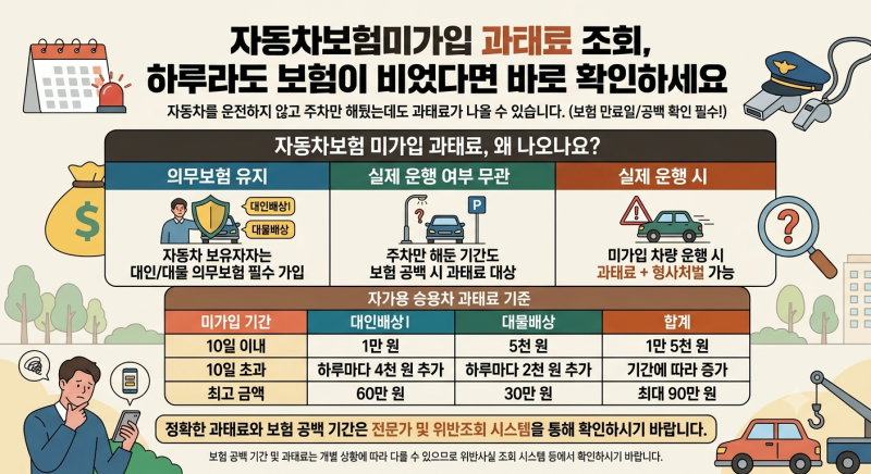 자동차보험미가입 과태료 조회, 하루라도 보험이 비었다면 바로 확인하세요
