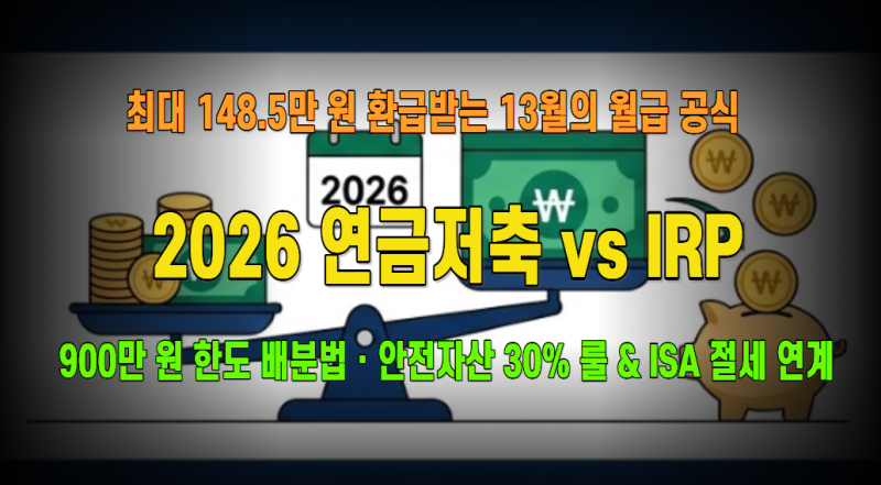2026 연금저축 vs IRP 세제 혜택 총정리: 세액공제 한도 900만 원 환급금 비교부터 ISA 연계 비과....