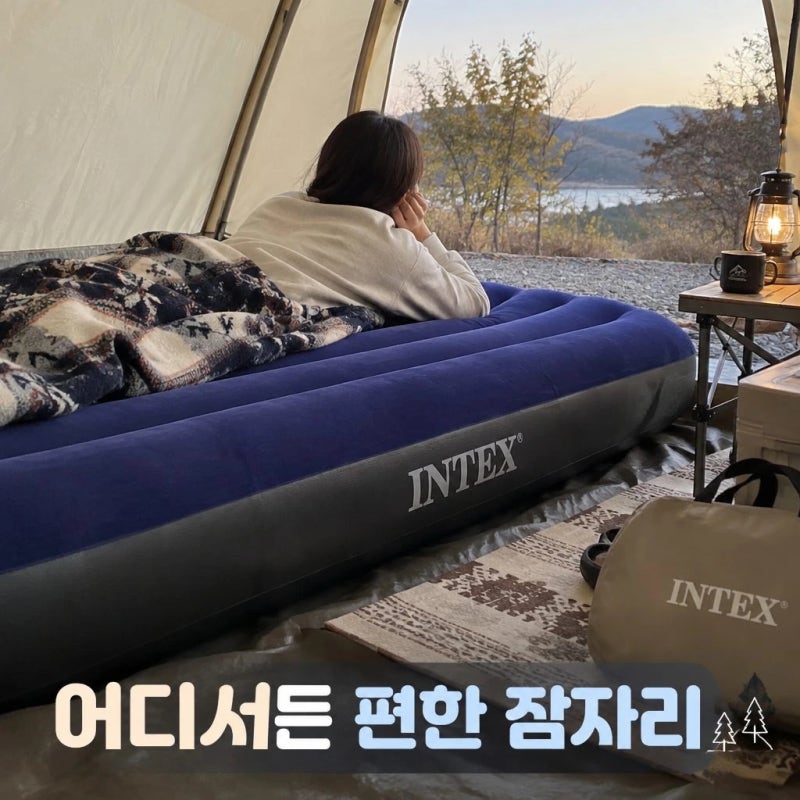 인텍스 에어매트 캠핑 휴대용 침대 더블 블루 제품추천!