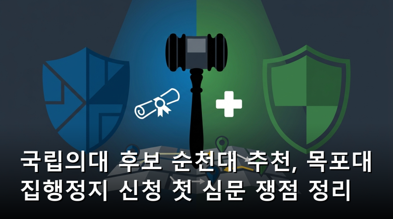 국립의대 후보 순천대 추천, 목포대 집행정지 신청 첫 심문 쟁점 정리