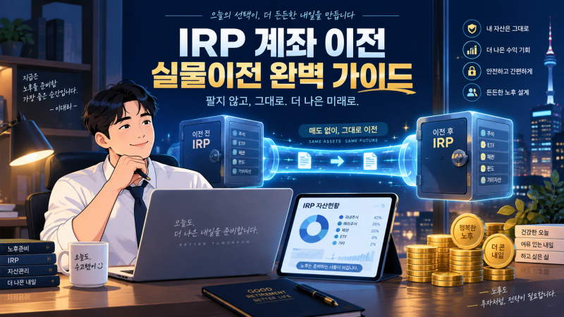 [재테크] IRP 계좌 이전 방법 총정리: 펀드·ETF 안 팔고 옮기는 '실물이전' 3대 조건과 수수료·....