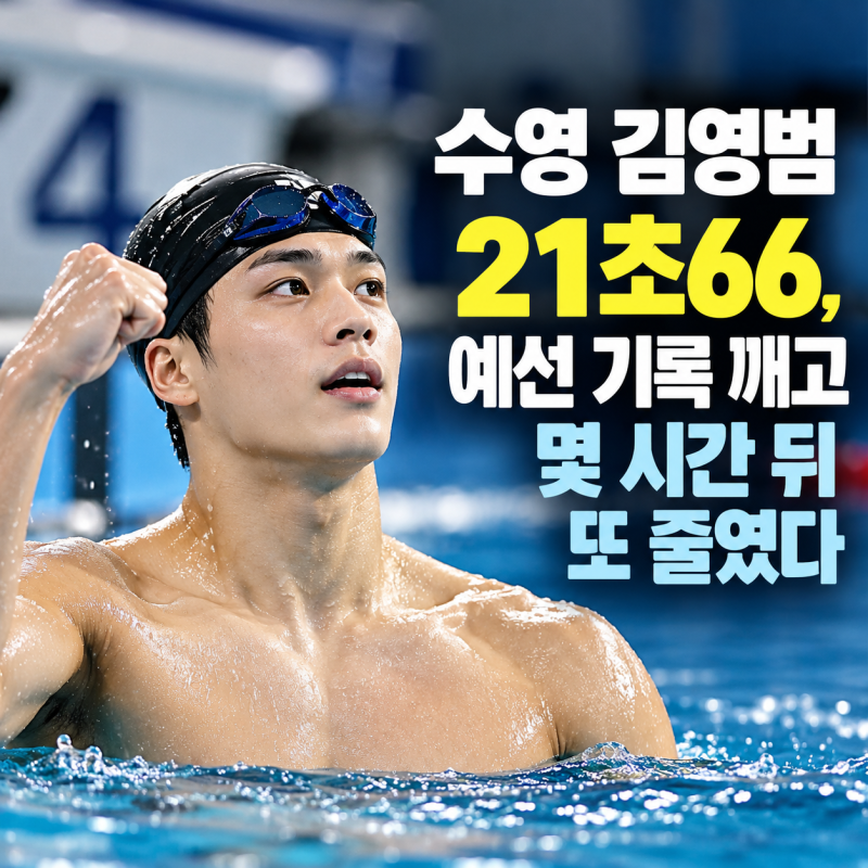 수영 김영범 21초66 예선 기록 깨고 결승에서 또 줄였다