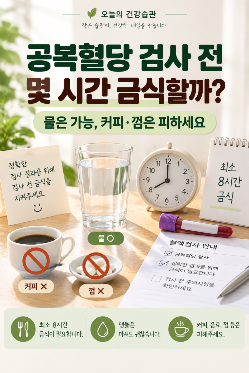 공복혈당 검사 전 몇 시간 금식해야 할까? 물·커피·껌은 괜찮을까?