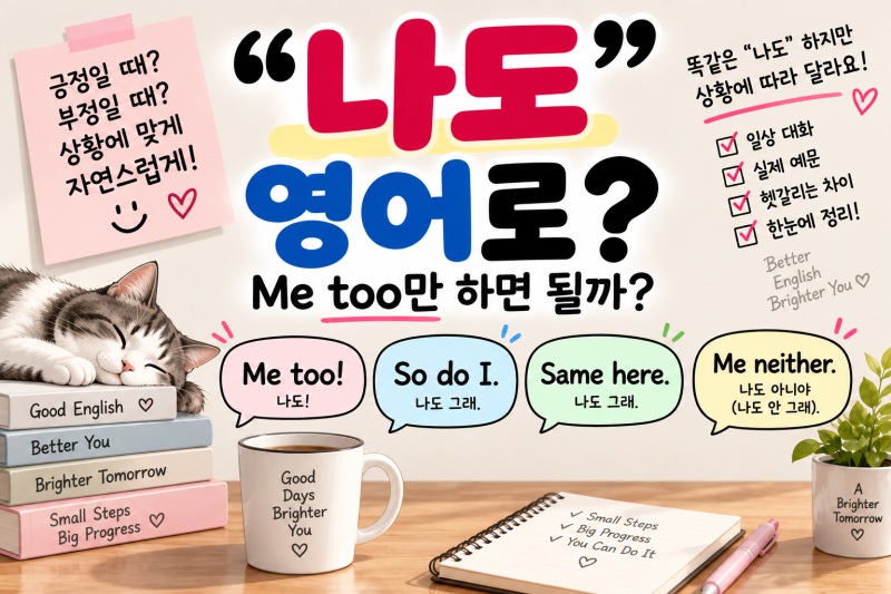 “나도” 영어로? Me too만 하면 될까? | So do I, Same here, Me neither 차이