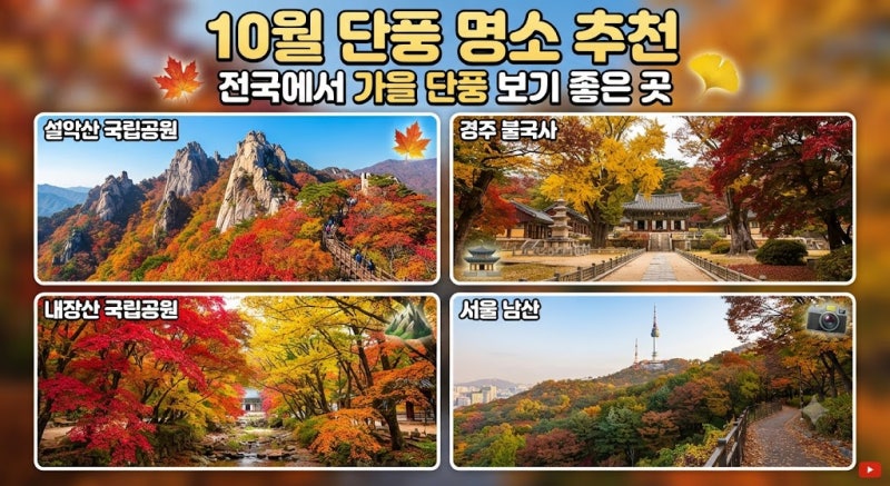 10월 단풍 명소 추천, 전국에서 가을 단풍 보기 좋은 곳 총정리