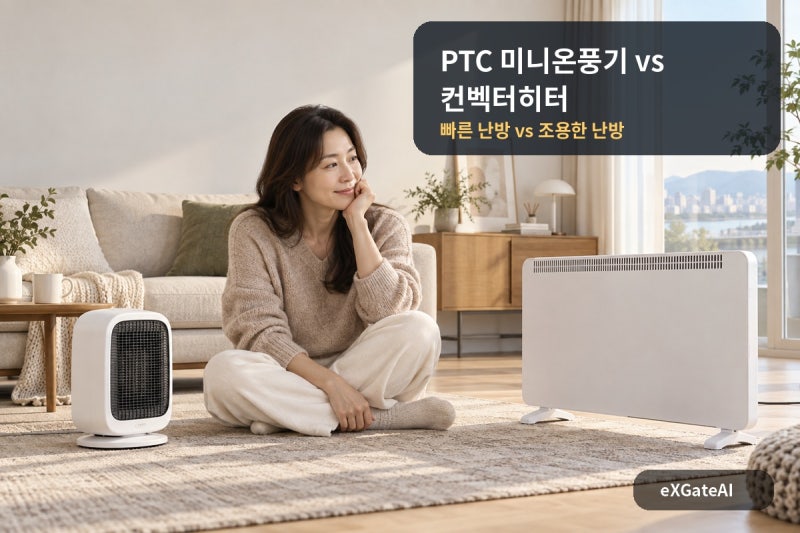 PTC 미니온풍기 vs 컨벡터히터｜빨리 따뜻한 것과 오래 조용한 것은 다릅니다