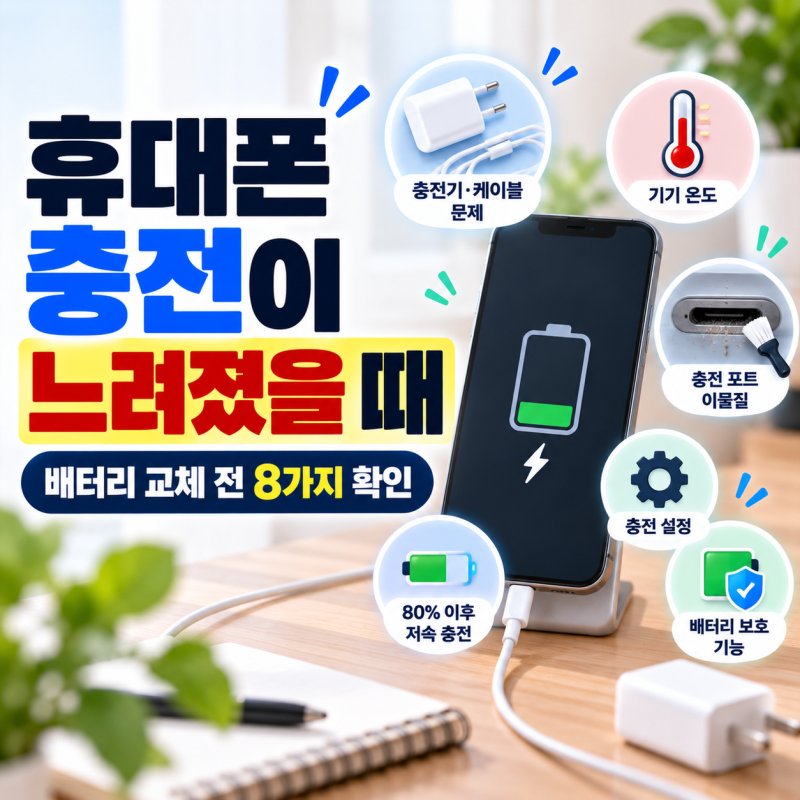 휴대폰 충전이 갑자기 느려졌을 때｜배터리 교체 전 확인할 8가지