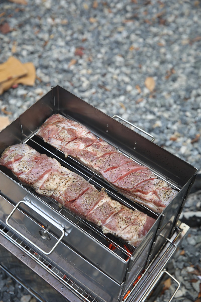 아베나키 어썸 BBQ 스테인레스 폴딩 훈제박스 캠핑 통삼겹 바베큐 후기