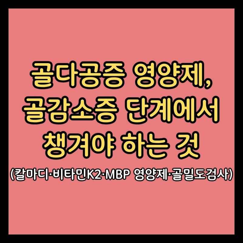 골다공증 영양제, 골감소증 단계에서 챙겨야 하는 것 (칼마디·비타민K2·MBP 영양제·골밀도검....