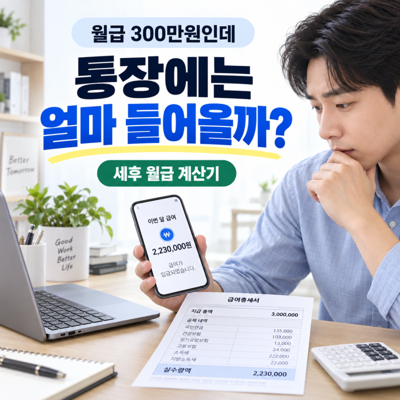 세후 월급 계산기, 월급 300만원이면 실제 통장에는 얼마 들어올까?