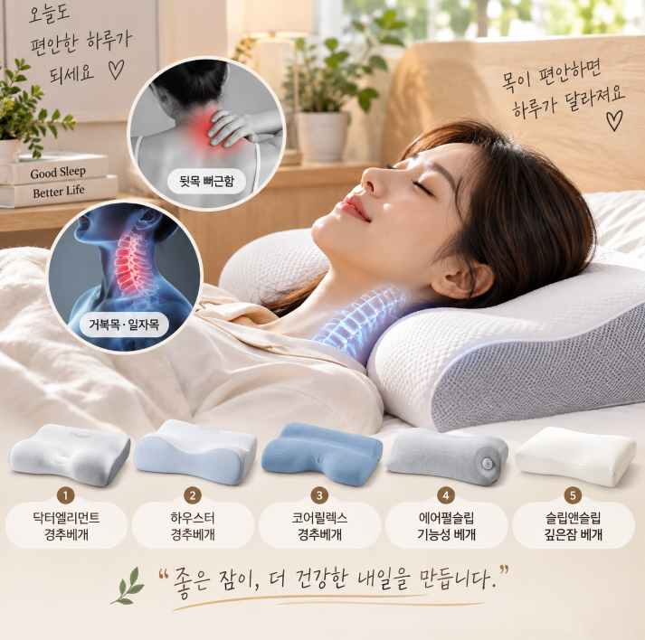 거북목 일자목 두통 증상.. 교정베개 추천 TOP5 목이 뻐근할때 뒷목 뻐근 해결!