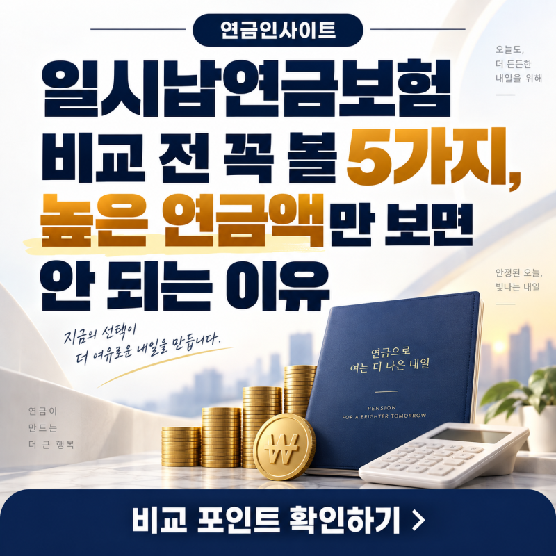 일시납연금보험 비교 전 꼭 볼 5가지, 높은 연금액만 보면 안 되는 이유