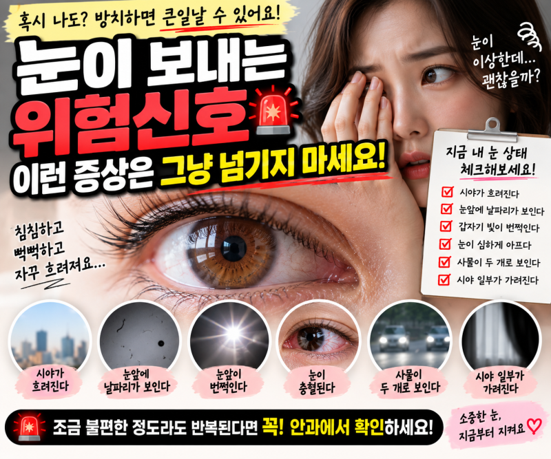 눈이 보내는 위험신호 이런 증상은 그냥 넘기지 마세요