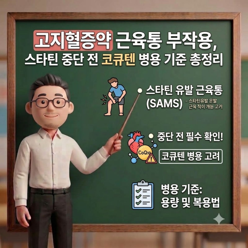 고지혈증약 근육통 부작용, 스타틴 중단 전 코큐텐 병용 기준 총정리