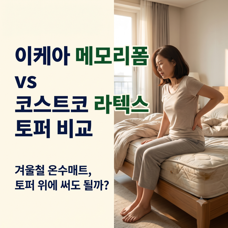 이케아 메모리폼 vs 코스트코 라텍스 토퍼 비교, 겨울철 온수매트 사용해도 될까?