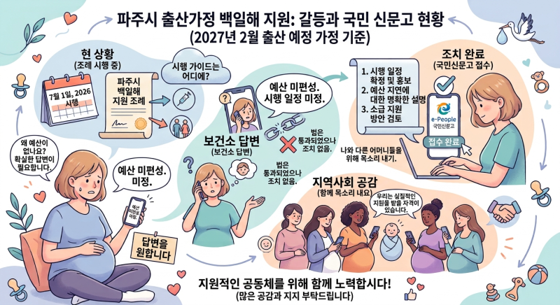 파주시 백일해 예방접종 지원 조례, 시행중인데 예산 미편성? 국민신문고 접수 후기