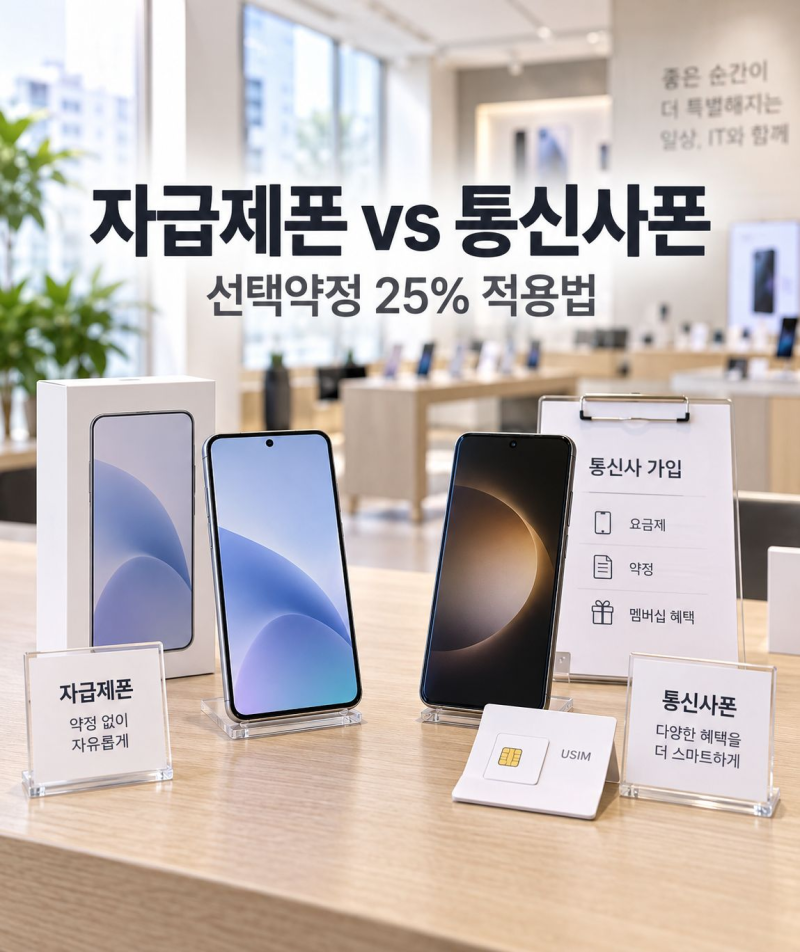 자급제폰과 통신사폰 차이 비교하고 선택약정 적용하는 방법