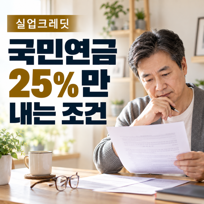 실업크레딧 신청 조건, 실업급여 받는 동안 국민연금 보험료 25%만 내는 이유