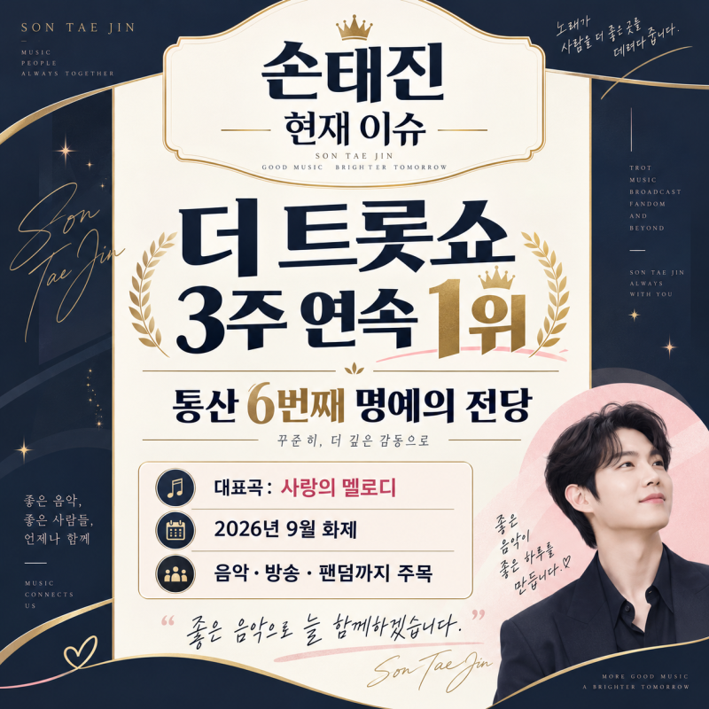 손태진 현재 이슈, 더 트롯쇼 1위부터 손샤인 기부까지