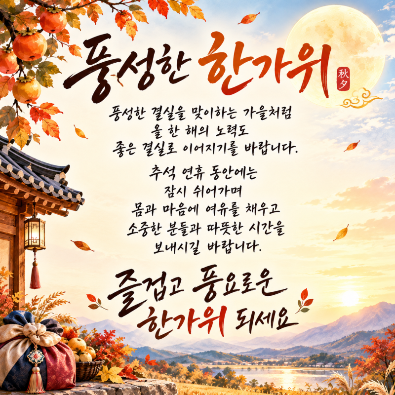 추석 인사말 모음｜마음을 전하는 따뜻한 한가위 인사 캘리그라피 이미지 다운로드
