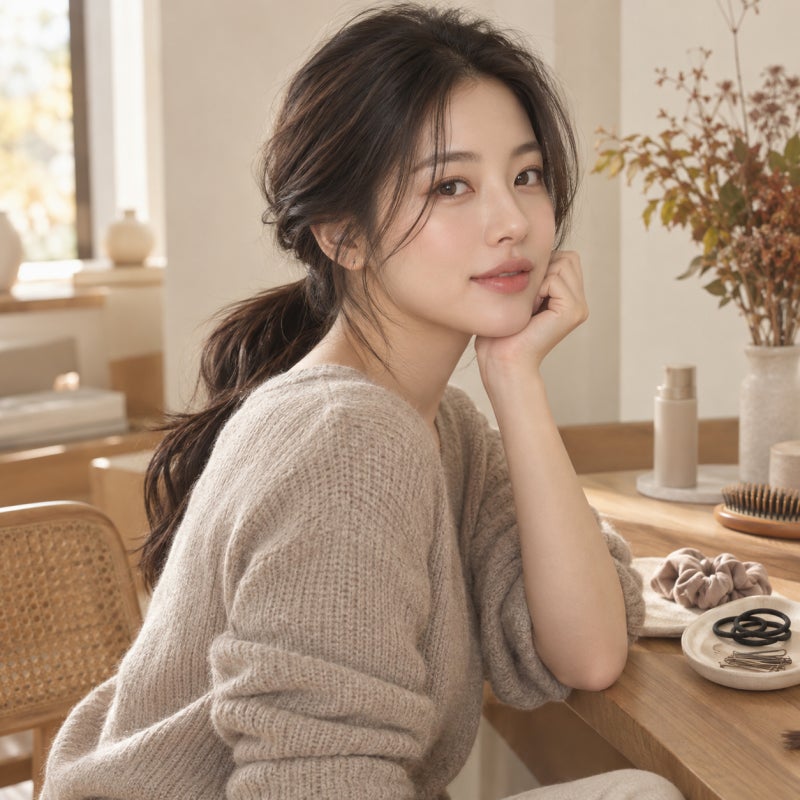 잔머리 하나 없이 싹 넘겨 묶었다면? 요즘은 오히려 반대. 올백 번 대신 로우 포니테일