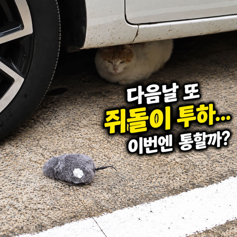 제주 길고양이 친해지기 #11 다이소 쥐돌이로 꼬셔봤는데… 반응실화냐?