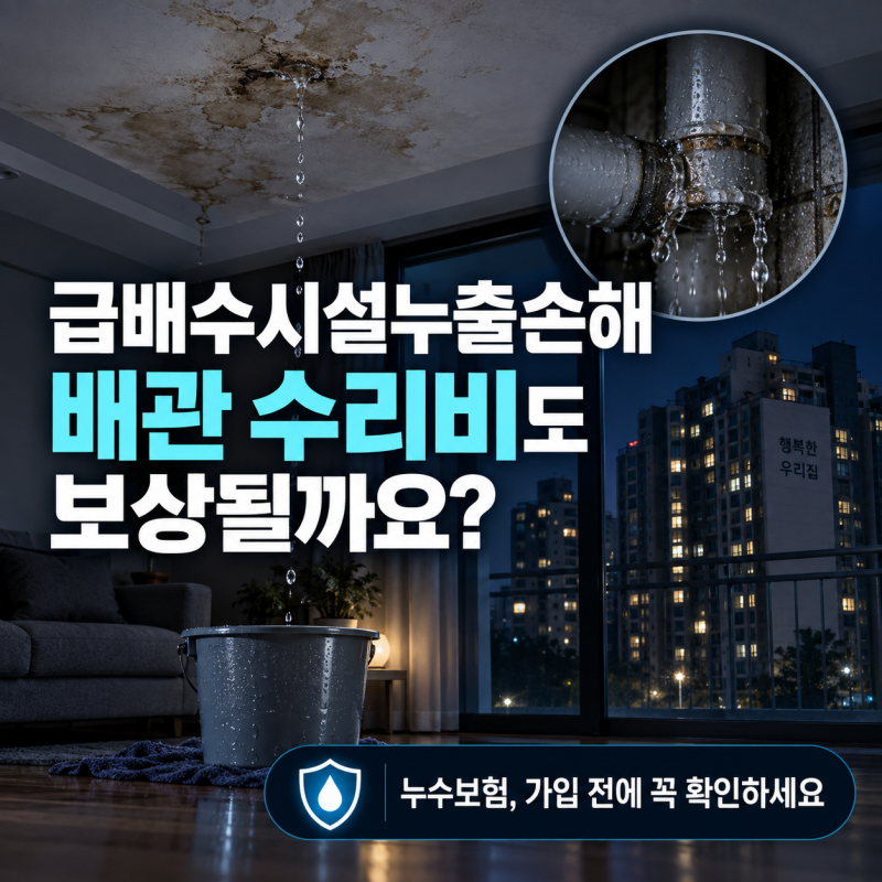 급배수시설누출손해, 배관 수리비도 보상될까요?