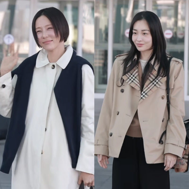 같은 날 같은 버버리 입고 출국했는데…김나영·김민하 전혀 다른 가을 공항패션