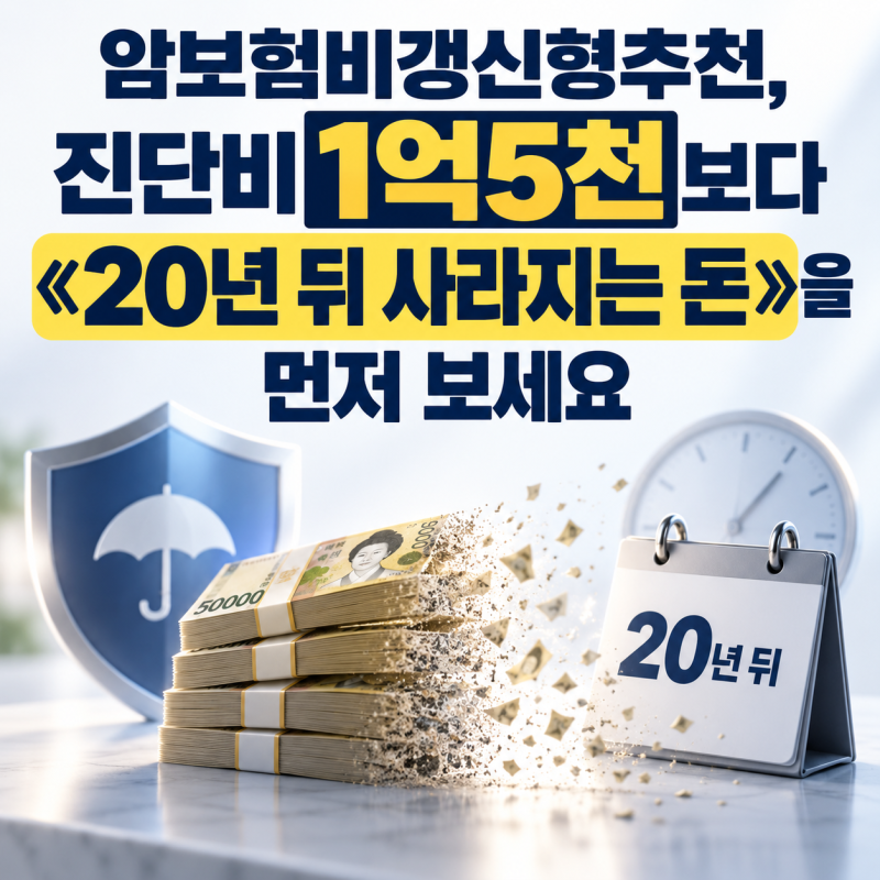 암보험비갱신형추천, 진단비 1억5천보다 «20년 뒤 사라지는 돈»을 먼저 보세요