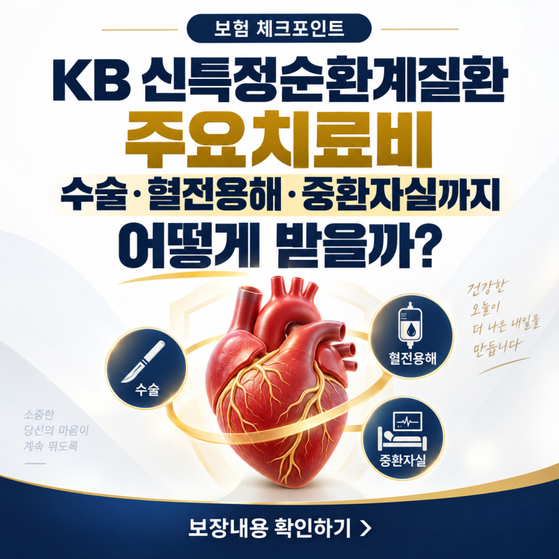 KB 신특정순환계질환 주요치료비, 수술·혈전용해·중환자실까지 어떻게 받을까?