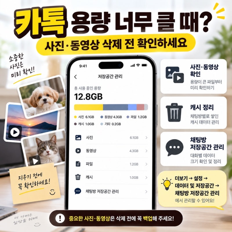 카카오톡 사진·동영상 용량 너무 클 때｜삭제 전에 저장공간 줄이는 방법