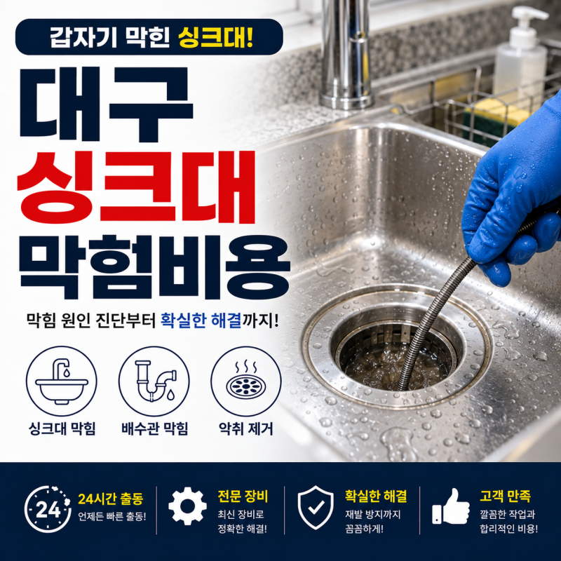 대구싱크대막힘비용 아끼는 가장 확실한 방법, 싱크대 물이 안내려갈때 기억하세요