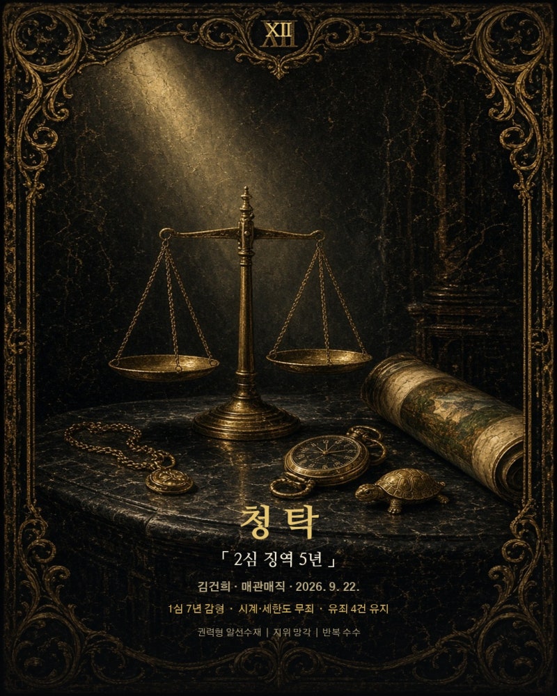 김건희 매관매직 2심 징역 5년, 1심 7년에서 2년 깎인 이유