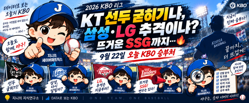 KT 선두 굳히기냐, 삼성·LG 추격이냐｜뜨거운 SSG까지…｜9월 22일 오늘 KBO 승부처 UPDATE