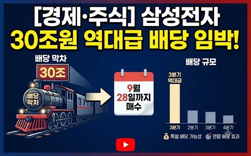 [경제·주식] 삼성전자 30조원 역대급 배당 임박! 28일까지 사야 '막차' 타는 이유 총정리