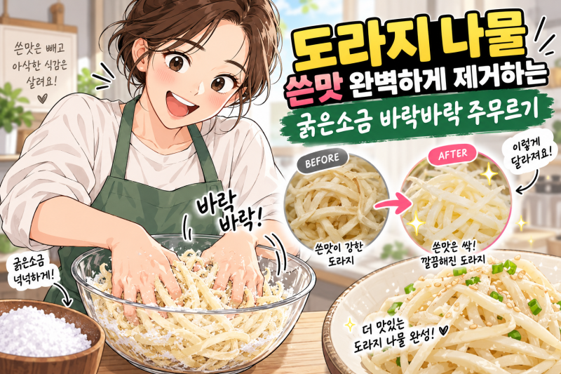 도라지 나물 쓴맛 완벽 제거! 굵은소금 10분 해결법