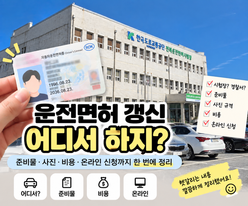 운전면허 갱신 어디서 하지? 준비물·사진 사이즈만 알고 가세요