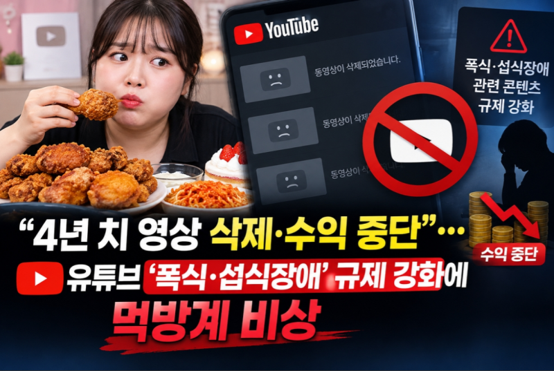 유튜브 먹방 수익 창출 중단 사태! 폭식·섭식장애 규제 변경 총정리