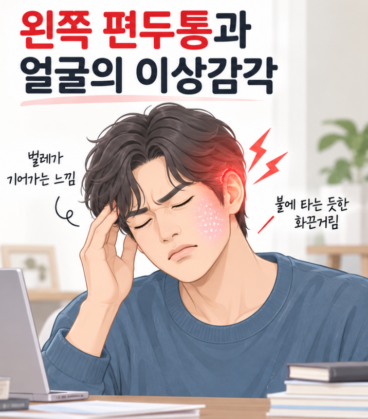 왼쪽 편두통이 반복될 때 얼굴 이상감각과 소화불량도 함께 확인합니다